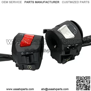Universal Motorcycle Handlebar Switch 7/8inch 22mm, 1 Pair Motorcycle Handlebar Horn High/Low Beam Turn Signal Switch Control Left Right Side for Motorbike Electromobile Dirt Bike ATV 125cc