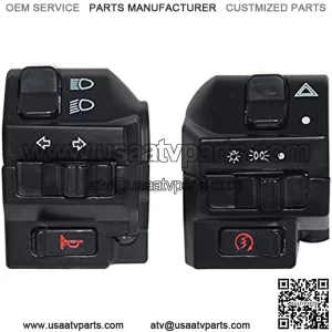 Black 7/8" 22mm Motorcycle Handle Bar Switches Horn Turn Signal Headlight Fog Light Electric Start Handlebar Controller Switch Motorcycle Parts (Color : Left and Right)