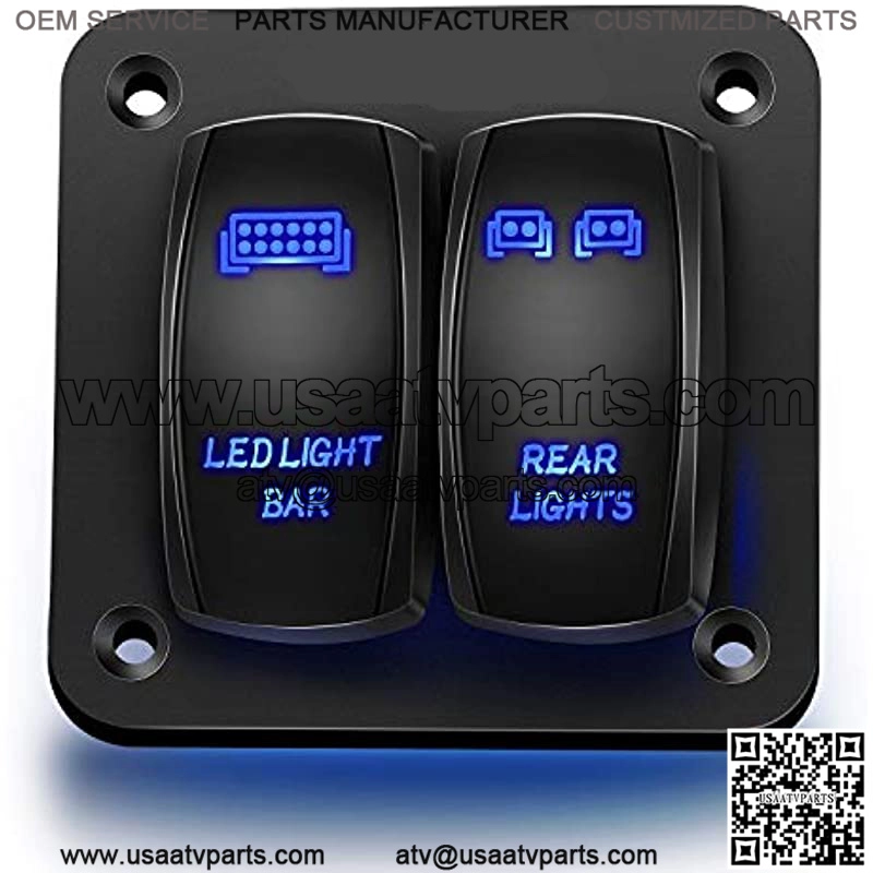 90104B 2Gang Aluminum Laser Rear LED Light Bar Rocker 12/24V 5Pin ON/Off Pre-Wired Toggle Switch Panel for Marine Boat Car ATV UTV,2 Years Warranty