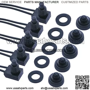 5pcs 12V Waterproof Push Button Switch Wired SPST On-Off Switches Black, Use for RV Motorcycle/Car MXU-kp-107