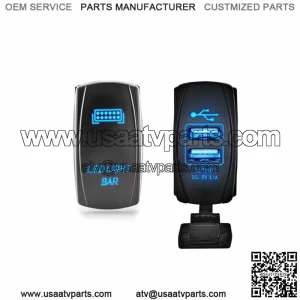 2pcs Rocker Switch (LED Light Bar + USB Power Charger) 5 Pin For Car ATV UTV (For: More than one vehicle)