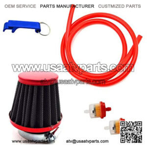Red 38mm Air Filter Fule Cleaner Gas Line Hose For 50cc 70cc 90cc 110cc 125cc Dirt Pit Bike ATV Quad Monkey Bike Motocross Motorcycle Go Kart Cart And GY6 50cc QMB139 Engine Scooter Moped