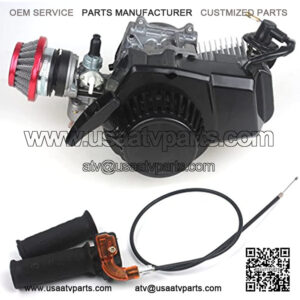 49CC 2-Stroke Engine + Handle Bar+ Throttle Cable +Air Filter Motor Pocket Mini Bike Scooter ATV 6T T8F Chain