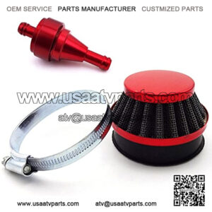 Racing 60mm Air Filter Cleaner + Red CNC Aluminum Fuel Filter For Pocket Bike Mini Moto Dirt Kids ATV Quad Gas Motorized Bicycle Push Bike