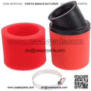 Universal 44mm 45mm 46mm Red Angled Double Foam Pod Air Filter Cleaner 50cc 70cc 90cc 110cc 125cc Motorcycle ATV Quad Scooter Go Kart Moped Pit Dirt Racing Super Pocket Mini Bike
