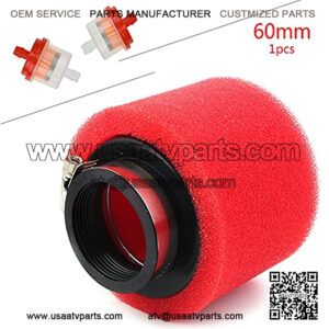 Motorcycle 58mm to 60mm Foam Air Filter Intake System Filters Universal Clamp-on Pod Intake Cleaner Chrome End Caps for Yamaha Honda Suzuki Kawasaki Motorcycles Dirt Bike ATV Moped Pit Bike Scooter