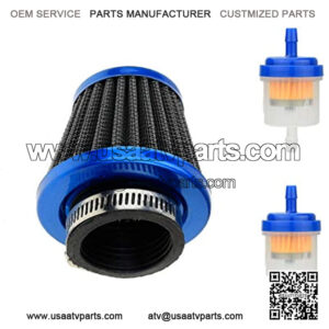 38mm 1 1/2" Blue Air Filter With Two 5mm Gas Fuel Filter for for Lifan 125cc Apollo 125 110cc Dirt Pit Bike GY6 49cc 50cc taotao ATM50 Moped Scooter 110cc 150cc 200cc Motorcycle ATV Quad