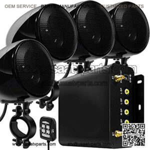 TN4-Q 1000W 4 Channel Amplifier 4" Full Range Waterproof Bluetooth Motorcycle Stereo Speakers Audio System AUX USB SD Radio for 1-1.5" Handlebar Harley Touring Cruiser ATV