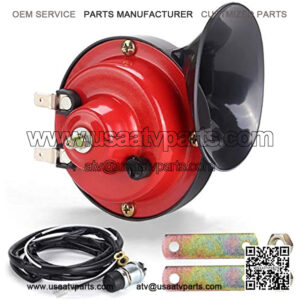 12V Universal Snail Golf Cart Horn Kit,Adjustable Volume Control Electric Horn with Brackets & Floor Mount Button for Ez-go, Club Car, Yamaha, UTVS, ATV, Boat