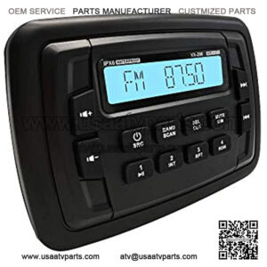 VX-280 Bluetooth UTV Radio with AM/FM USB Input for Polaris Ranger XP900 Golf Cart ATV Motorcycle Boat Heavyduty Powersports Car Vehicles Headunit Sound System