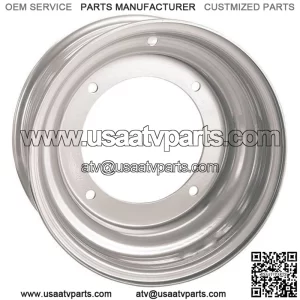 Silver 10x5, 4/156, 2+3 AMS Steel Wheel For Polaris Predator/Outlaw And Yamaha