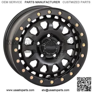 System 3 SB-6 Beadlock 15" Wheels Black (6+1) Polaris RZR Turbo R & Pro R (For: Polaris)