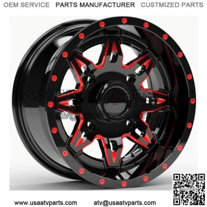 Fuel Lethal UTV Wheels Red/Black 15" Polaris RZR Turbo S / RS1 (4) (For: Polaris)