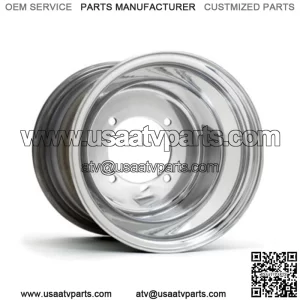 DWT Polished ATV Rear Wheels Rims PAIR 10" 10x8 3+5  4/4 Bolt Pattern (For: Polaris)