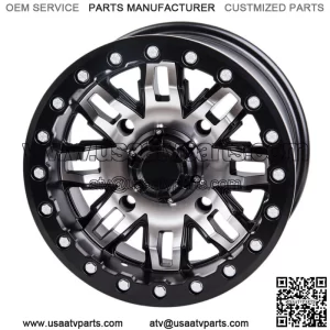 Tusk Teton Beadlock Wheel 15x10 5.0 + 5.0 Machined/Black 4/156 Lug Pattern (For: Polaris)