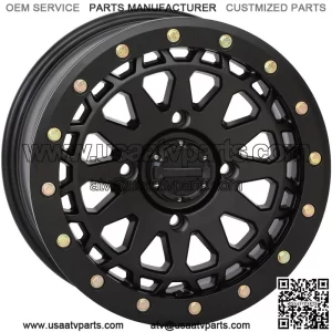 System 3 SB-6 Beadlock 15" Wheels Black (6+1) Polaris RZR Turbo S / RS1 (4) (For: Polaris)