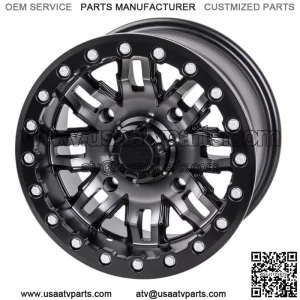 Tusk Teton Beadlock Wheel 15x10 5.0 + 5.0 Gun Metal/Black 4/156 Lug Pattern (For: Polaris)