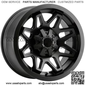 (Set of 4) Vision UTV 416 Seven 15x7 4x110 Matte Black Wheels Rims 15" Inch (For: Polaris)
