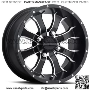 15x7 Raceline A77 Mamba UTV Satin Black with Machined Spokes Wheel 4x156 (5mm) (For: Polaris)