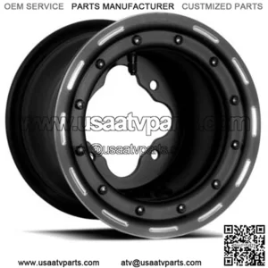 DWT G3 Rear Black Beadlock Wheels Rims Pair 9" 9x8 3+5 4/110 TRX 400EX 400X (For: Can-Am)