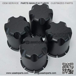 Golf Cart Wheel Rim 'SS' Matt Black Center Caps for Golf Cart UTV ATV(Set of 4)