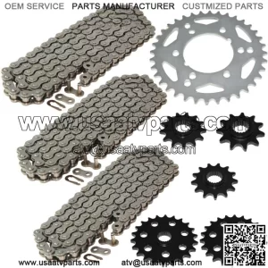 Drive Chain & Sprockets Kit for Polaris Sportsman 400 4X4 1994 1995 1996 (For: Polaris)