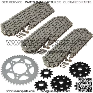 Drive Chain & Sprockets Kit for Polaris Trail Boss 250 4X4 1989 90 91 92 1993 (For: Polaris)