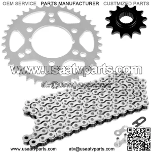 Non O-Ring Drive Chain & Sprockets Kit for Polaris Scrambler 400 4x4 1996 - 1999 (For: Polaris)