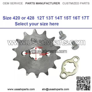 Engine Sprocket 17mm Front Chain 420 428 12T 14T 15T 16T 17T Pit Dirt Bike ATV