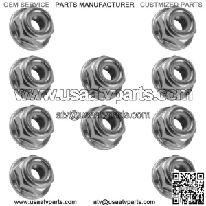 10x Flanged Nylok Nut For Polaris 7542153 1/4-20 (For: Polaris Sportsman 570)