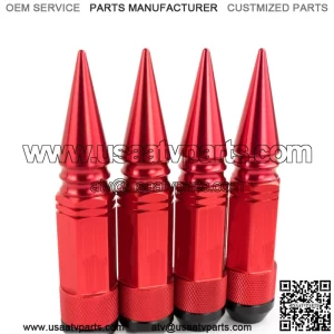 SICKSPEED 4 PC RED SPIKED ALUMINUM 108MM 3PC LUG NUTS POLARIS ATV 3/8X24 N31 (For: Kawasaki Teryx4 800)