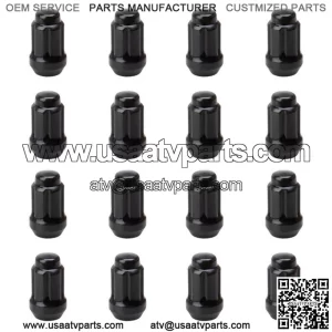 Set of Tusk Tapered Spline Drive Lug Nut 12mm x 1.25mm Thread Pitch Black 16 pcs (For: More than one vehicle)