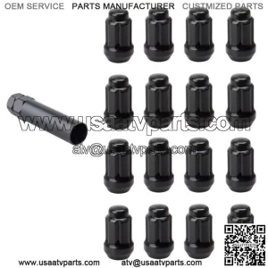 Set Tusk Tapered Spline Drive Lug Nut 12mm x 1.25mm Thread Pitch Black 16+key (For: More than one vehicle)