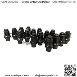 SET OF 16 BLACK M10x1.25 ET EXTENDED THREAD BEVELED TAPERED LUG NUTS