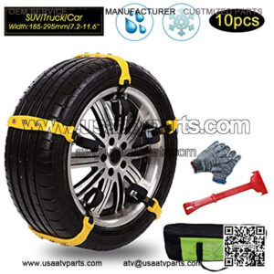Snow Chains Anti Slip Snow Chains Emergency Anti-Skid Snow Mud Tire Chains for Cars/SUV/ATV/Trucks, Adjustable 10pcs Car Security Chains with Free Snow Shovel and Gloves (snowmobiles, 7.211.6in Width)