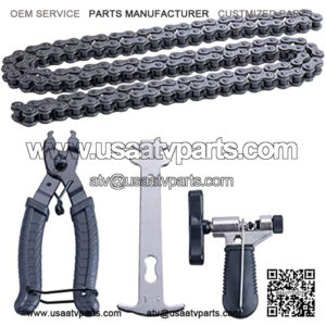 420 Motorcycle Chain 132 Link + Chain Breaker for 50cc 70cc 90cc 110cc 125cc Dirt Pit Bike ATV, Go Kart, Mini Bike, Scooter, Quad.