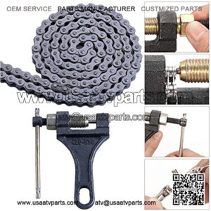 420 Motorcycle Chain+ Chain Breaker,420 Standard Roller Chain 132 Link for 110cc 125cc Dirt Pit Bike ATV Quad Go Kart Scooter Mini Bike