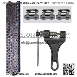 420 Motorcycle Chain - 420 Standard Roller Chain for 110cc 125cc Go kart Dirt Pit Bike ATV Quad Scooter Mini Bike, Total 132 Links, Free Chain Breaker Included