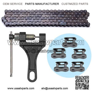 420 Motorcycle Chain - 420 Standard Roller Chain 132 Link + Chain Breaker for 110cc 125cc Dirt Pit Bike ATV Quad Go Kart Scooter Mini Bike