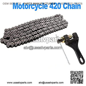 Motorcycle 420 Chain Standard Roller Chain 132 Knots with Chain breaker for 70cc 90cc 110cc 125cc Dirt Pit Bike ATV Quad Go Kart Scooter Mini Bike TaoTao ATV moped quad