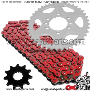 Red Drive Chain And Sprockets Kit for Suzuki LT230E Quadrunner 230 1986-1993
