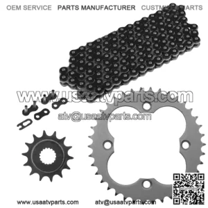 Black Drive Chain And Sprockets Kit for Honda TRX450R Sportrax 450 2X4 2004 05 (For: Honda)