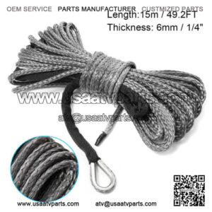 50ft 8mm(1/4") Nylon Winch Line Cable Rope for Car SUV ATV UTV 2.5T