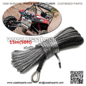 5000-5700lbs 50ft 8mm Nylon Fiber Winch Line Cable Rope Car ATV UTV
