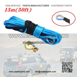15M*5MM Car Fiber Tow Winch Line Cable Rope Sheath ATV UTV Help Drive