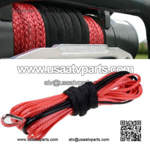 50ft Red 1/4'' x 50' Winch Rope Cable Line for SUV ATV UTV Off-road