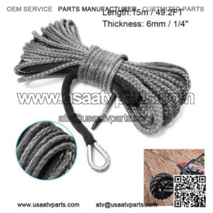 15m 8mm(1/4") Nylon Winch Line Cable Rope fits most car ATV UTV