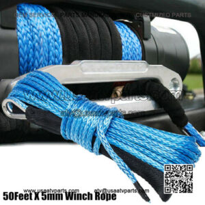Blue Winch Rope with Sheath ATV UTV 15m Towing Rope String Line Cable
