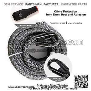 Rock-Hulk 3/8" x 80' 23805LBs Synthetic Winch Line Cable Rope with Black Protecing Sleeve for ATV UTV (Black)