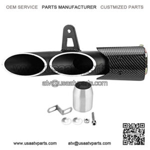 51 mm Motorcycle Exhaust Pipe Carbon Fiber Universal Dual-Outlet Exhaust Pipe Slip on Exhaust Rear Pipe Tailpipe for Dirt Bike, Street Bike, Scooter, ATV, Quad